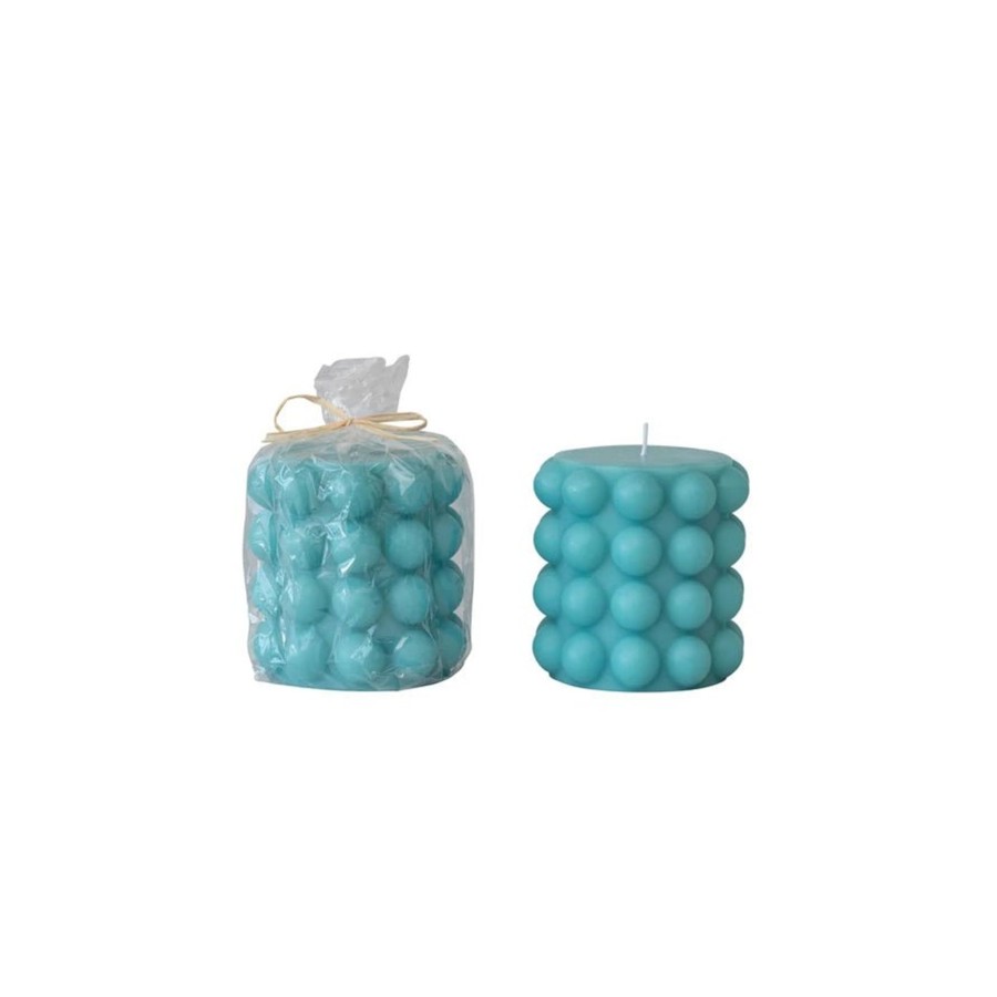 Home & Lifestyle Pinecone Trading Co. Candles | Cyan Hobnail Pillar Candle