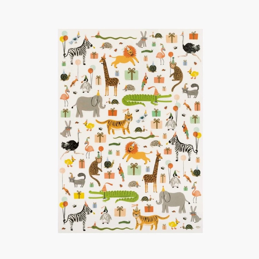 Stationery & Gifts Rifle Paper Co. Wrapping Paper | Party Animals Wrapping Sheets