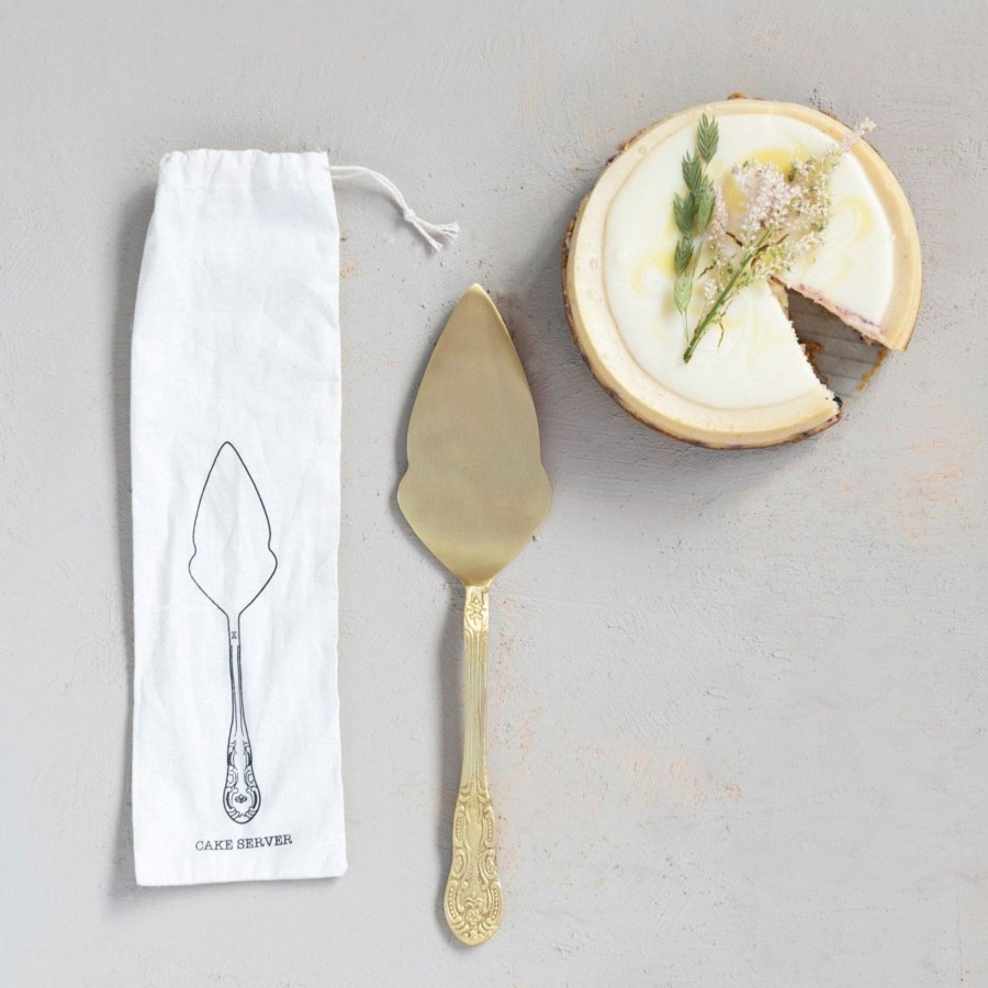 Home & Lifestyle Pinecone Trading Co. Serveware | Gilded Age Brass Wedding Cake Server