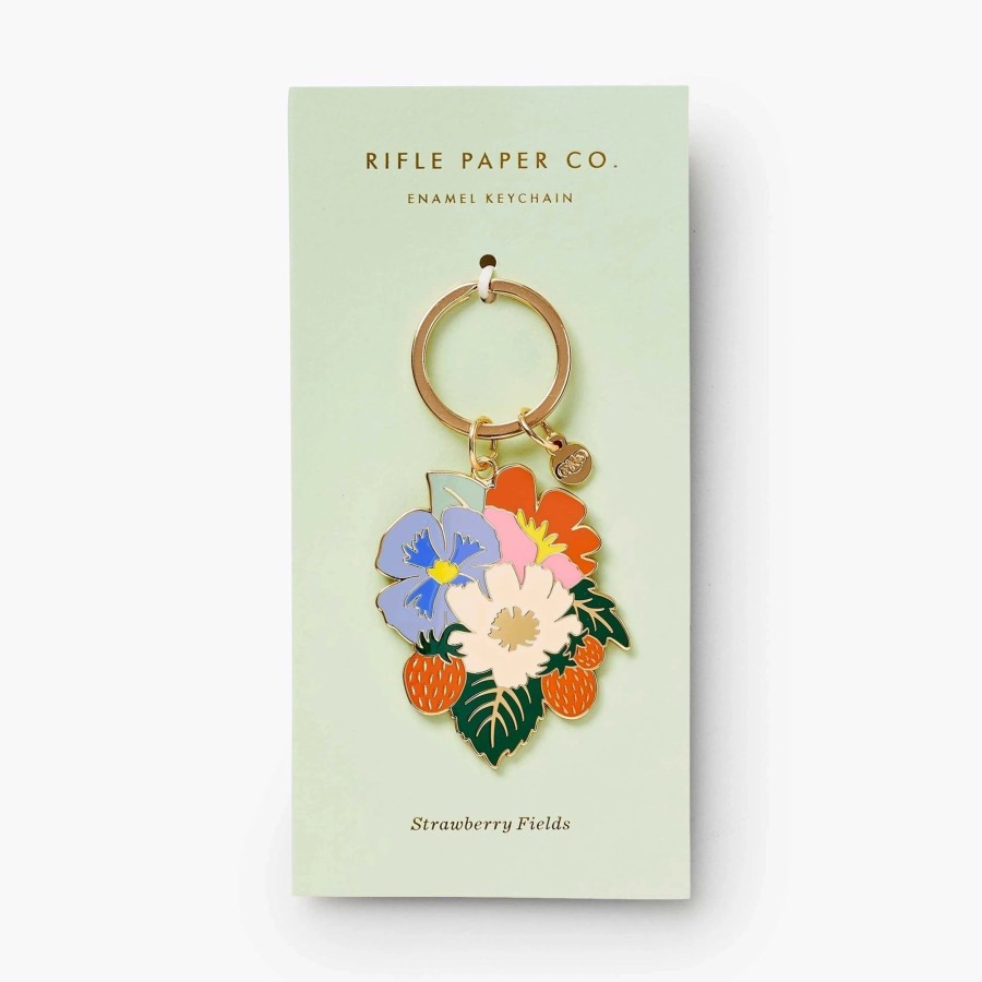 Accessories Rifle Paper Co. | Strawberry Fields Enamel Keychain