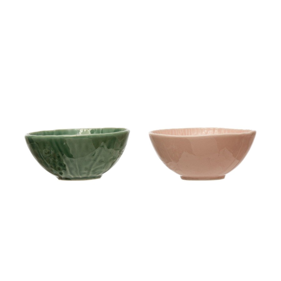 Home & Lifestyle Pinecone Trading Co. Tabletop | Hand-Painted Embossed Stoneware Cabbage Bowl