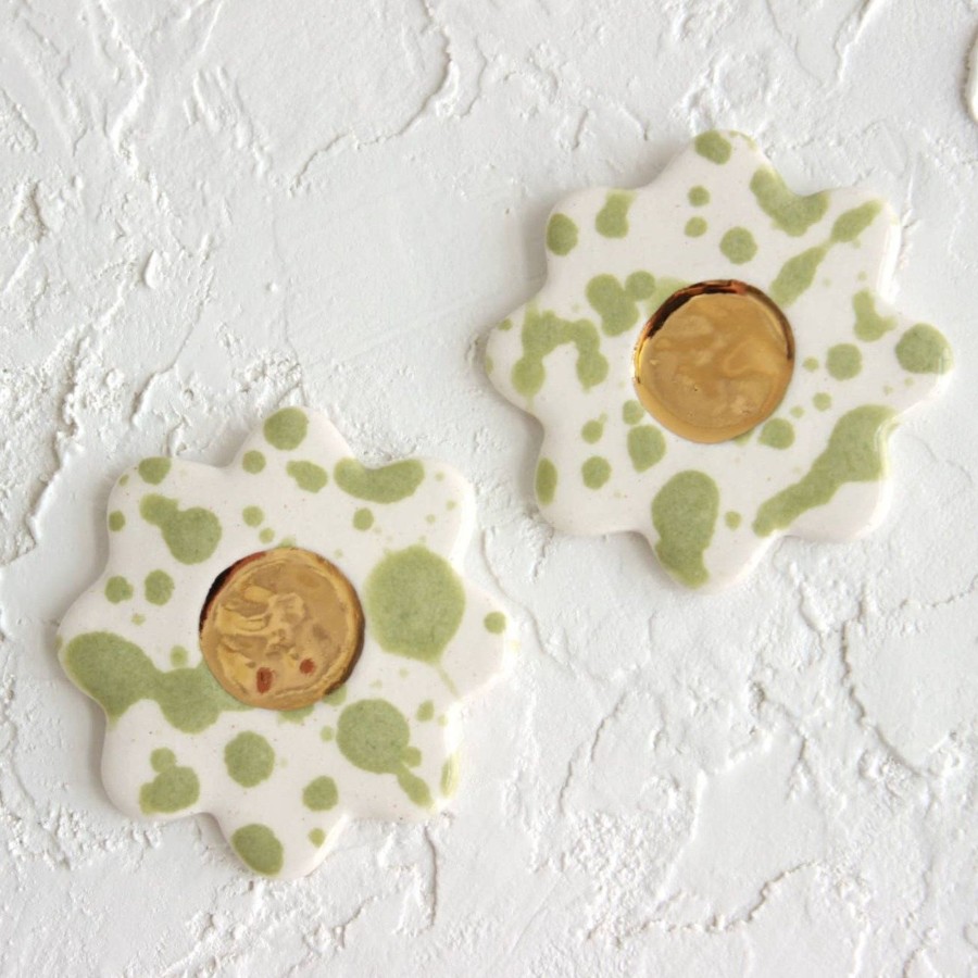 Accessories Quiet Clementine | Splash Flower Oversized Ceramic Stud Earrings