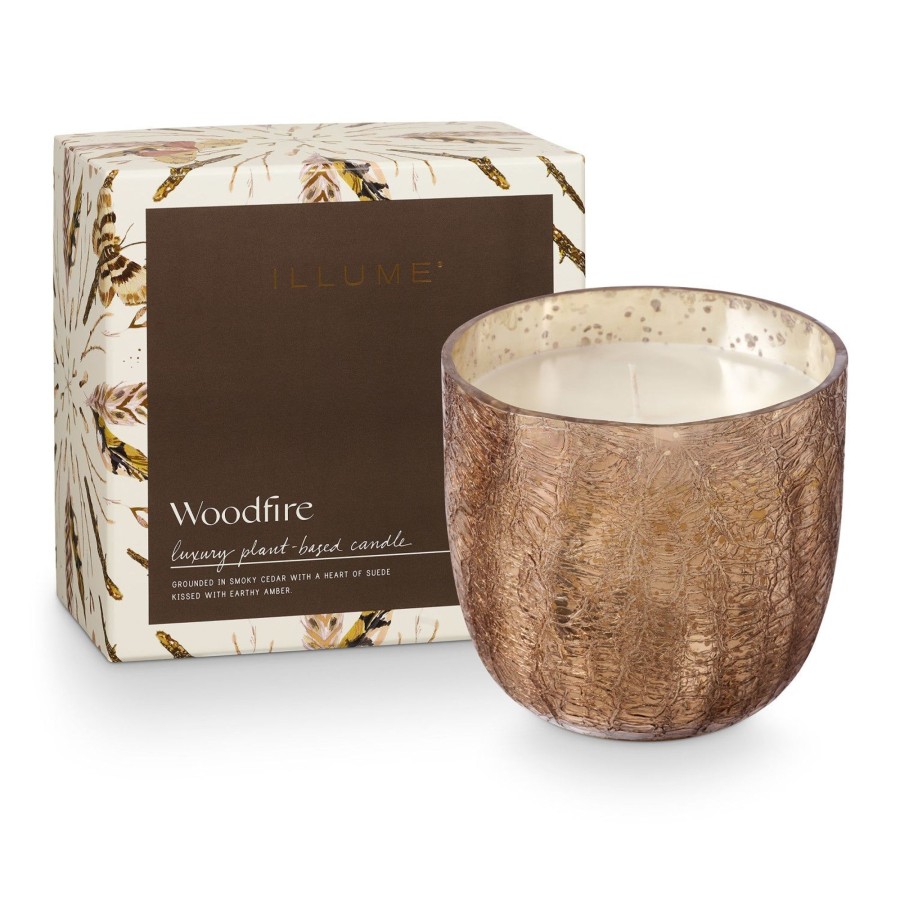 Home & Lifestyle Illume Candles | Woodfire Large Crackle Glass Candle