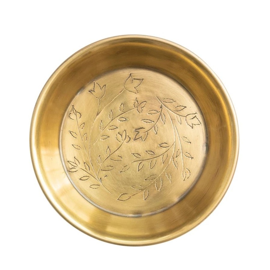 Home & Lifestyle Pinecone Trading Co. Home Accents | Floral Etched Metal Dish