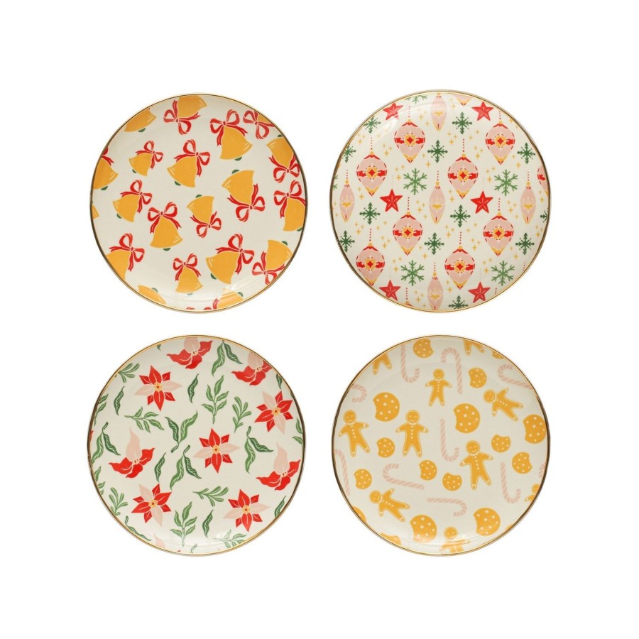 Home & Lifestyle Pinecone Trading Co. Tabletop | Holiday Round Stoneware Plate