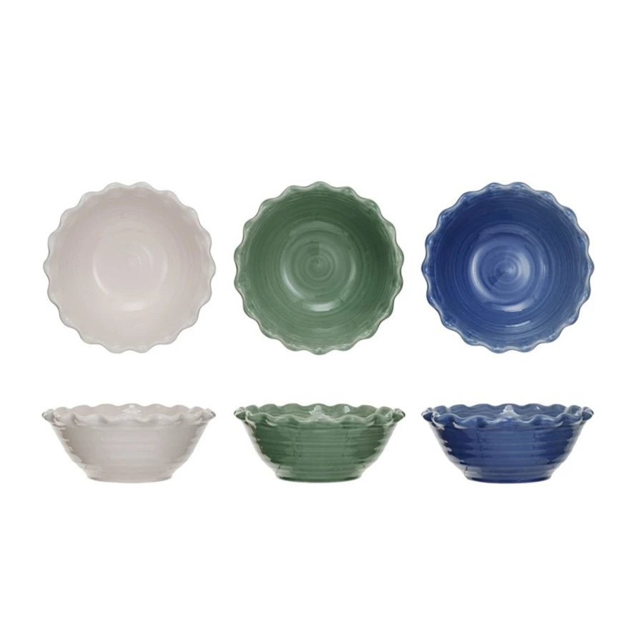 Home & Lifestyle Pinecone Trading Co. Kitchen | Stoneware Scalloped Serving Bowl