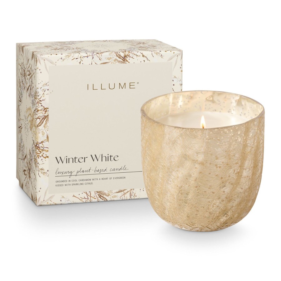 Home & Lifestyle Illume Candles | Winter White Large Crackle Glass Candle