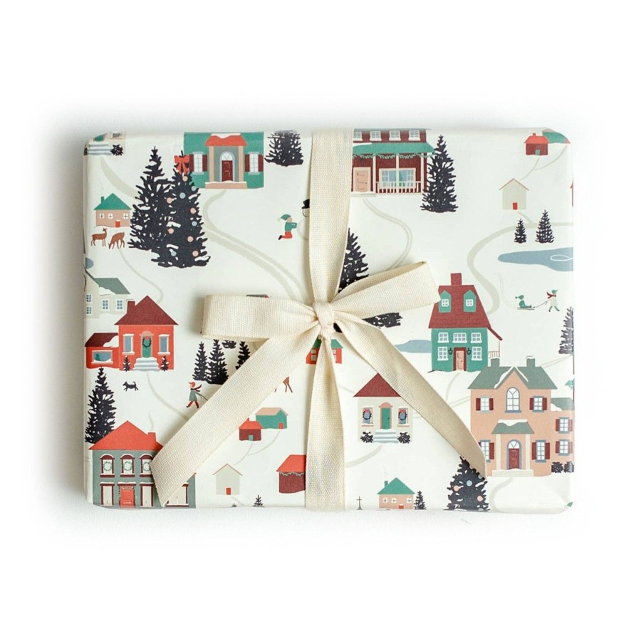 Stationery & Gifts Amy Heitman Wrapping Paper | Snowy Folk Village Gift Wrap