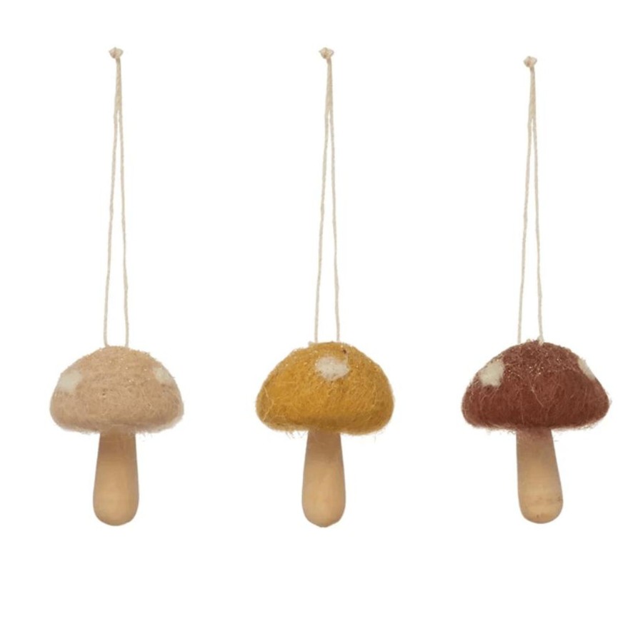 Home & Lifestyle Pinecone Trading Co. Home Accents | Tiny Wool Mushroom Ornament