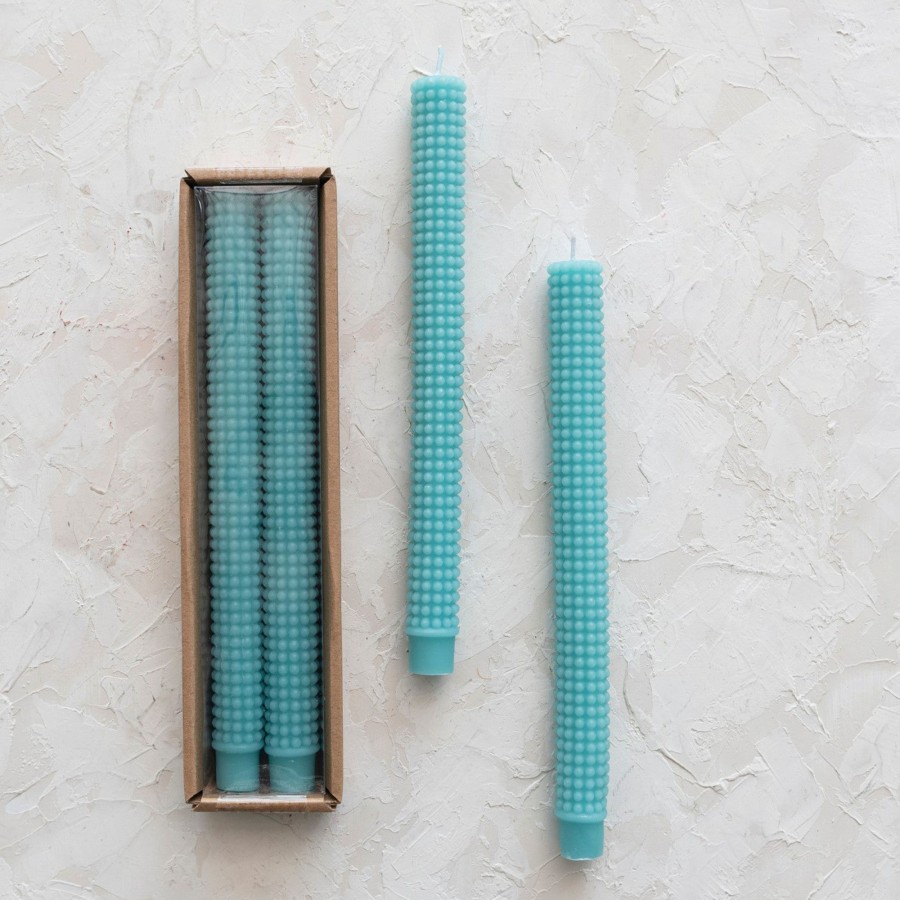 Home & Lifestyle Pinecone Trading Co. Candles | Cyan Hobnail Taper Candles